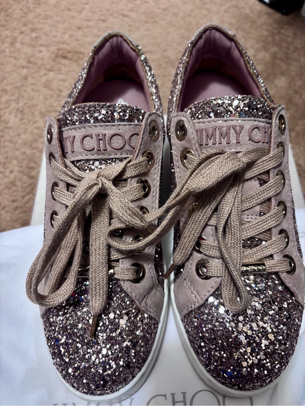 Jimmy Choo Glitter Rose Sneakers Size 35